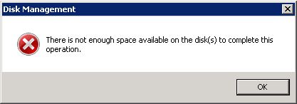 error warning there not enough room space disk