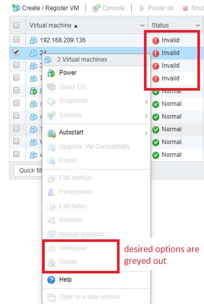 remove invalid vm from webclient